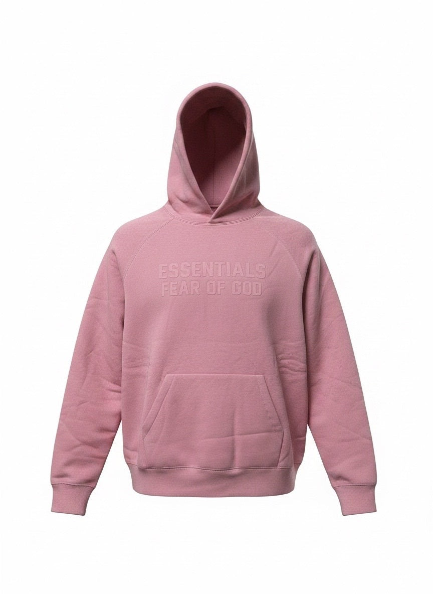 Essentials Fear of God Pink Pullover Hoodie with Front Pocket