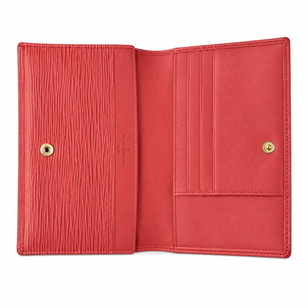 Christian Dior Black and Red Leather Trifold Wallet with Gold Button Closure