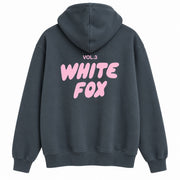White Fox Vol.3 Hoodie in Charcoal Grey and Light Grey - Unisex Casual Pullover Sweatshirt