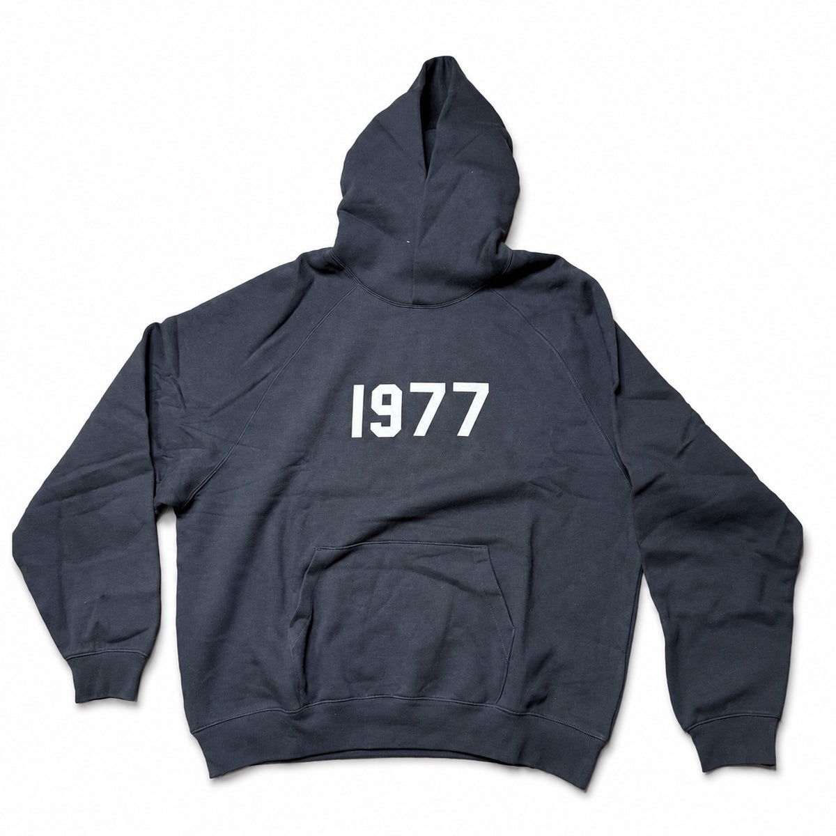 Essentials Fear of God Men's Pullover Hoodie with 1977 Print, Black, New with Tags