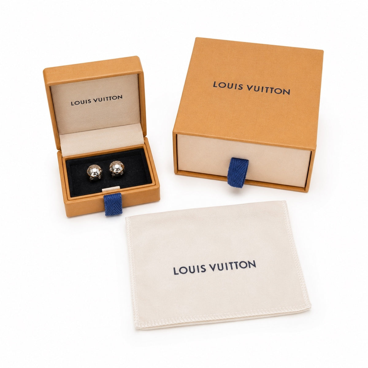 Louis Vuitton Gold Tone Creoles Earrings with Extra backing