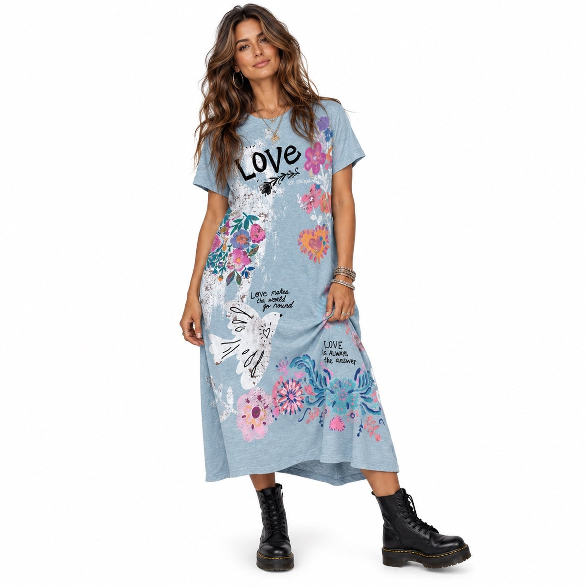 by Desigual : Natural Life Blue floral graphic Maxi dress