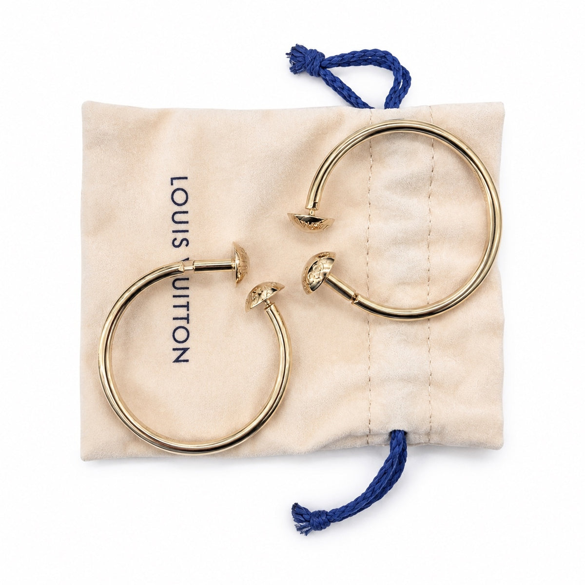 Louis Vuitton Gold Tone Creoles Earrings with Extra backing