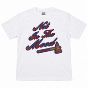 White Graphic T-Shirt with "Not In The Mood" Print and Axe Design