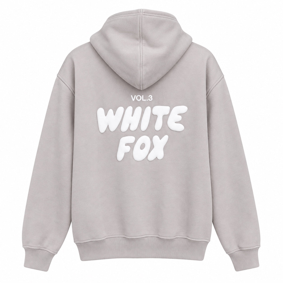 White Fox Vol.3 Hoodie in Charcoal Grey and Light Grey - Unisex Casual Pullover Sweatshirt