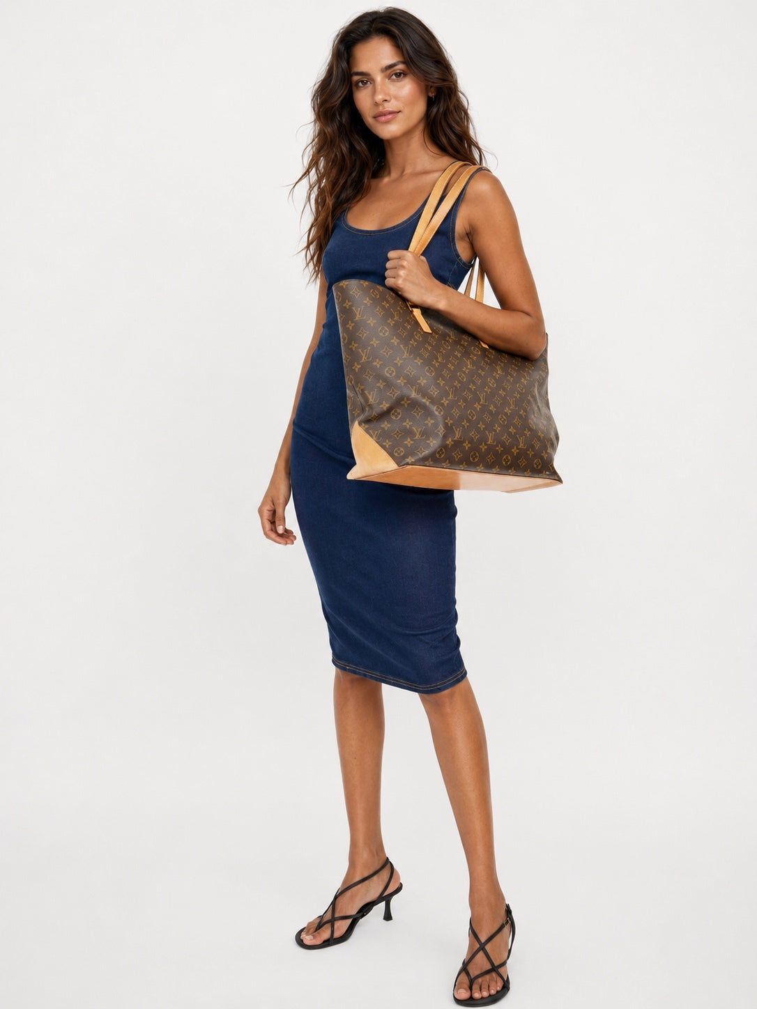 Louis Vuitton Monogram Canvas Neverfull Tote Bag with Natural Leather Trim