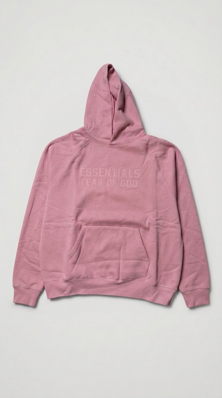 Essentials Fear of God Pink Pullover Hoodie with Front Pocket