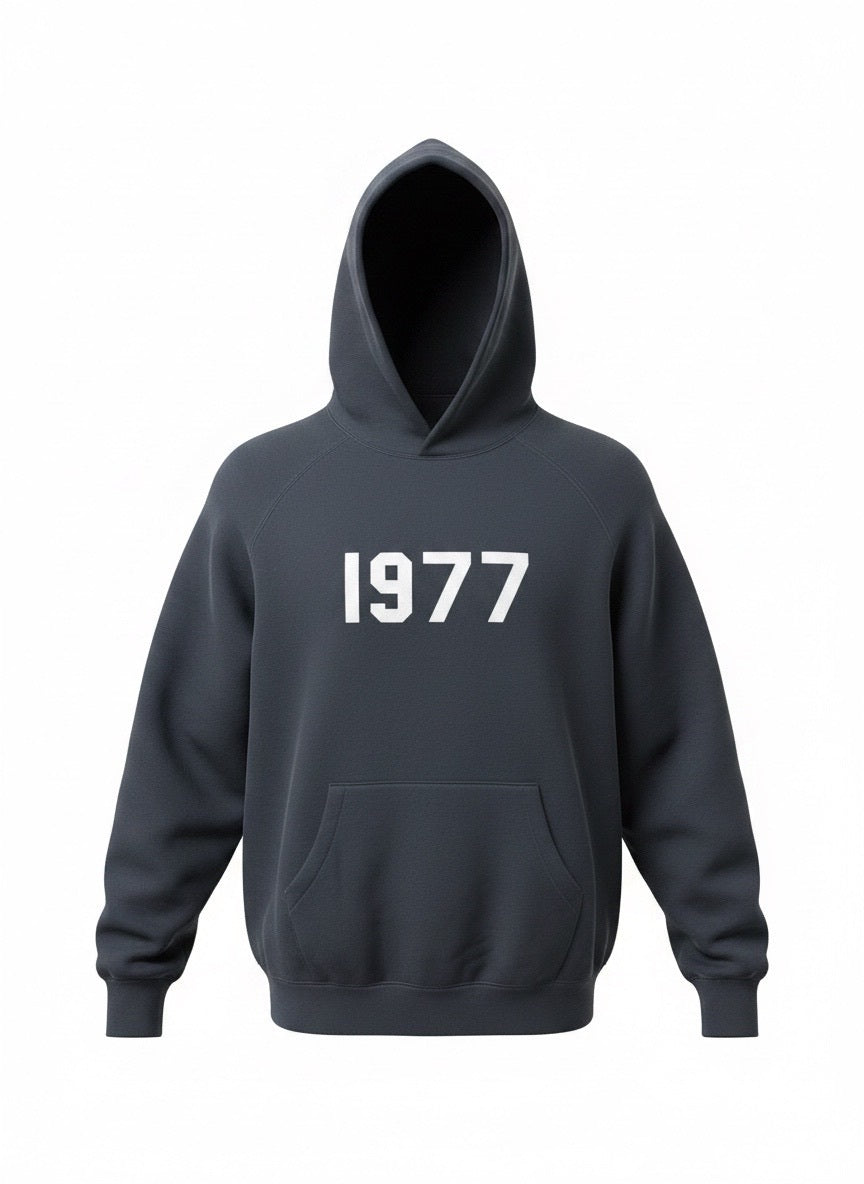 Essentials Fear of God Men's Pullover Hoodie with 1977 Print, Black, New with Tags