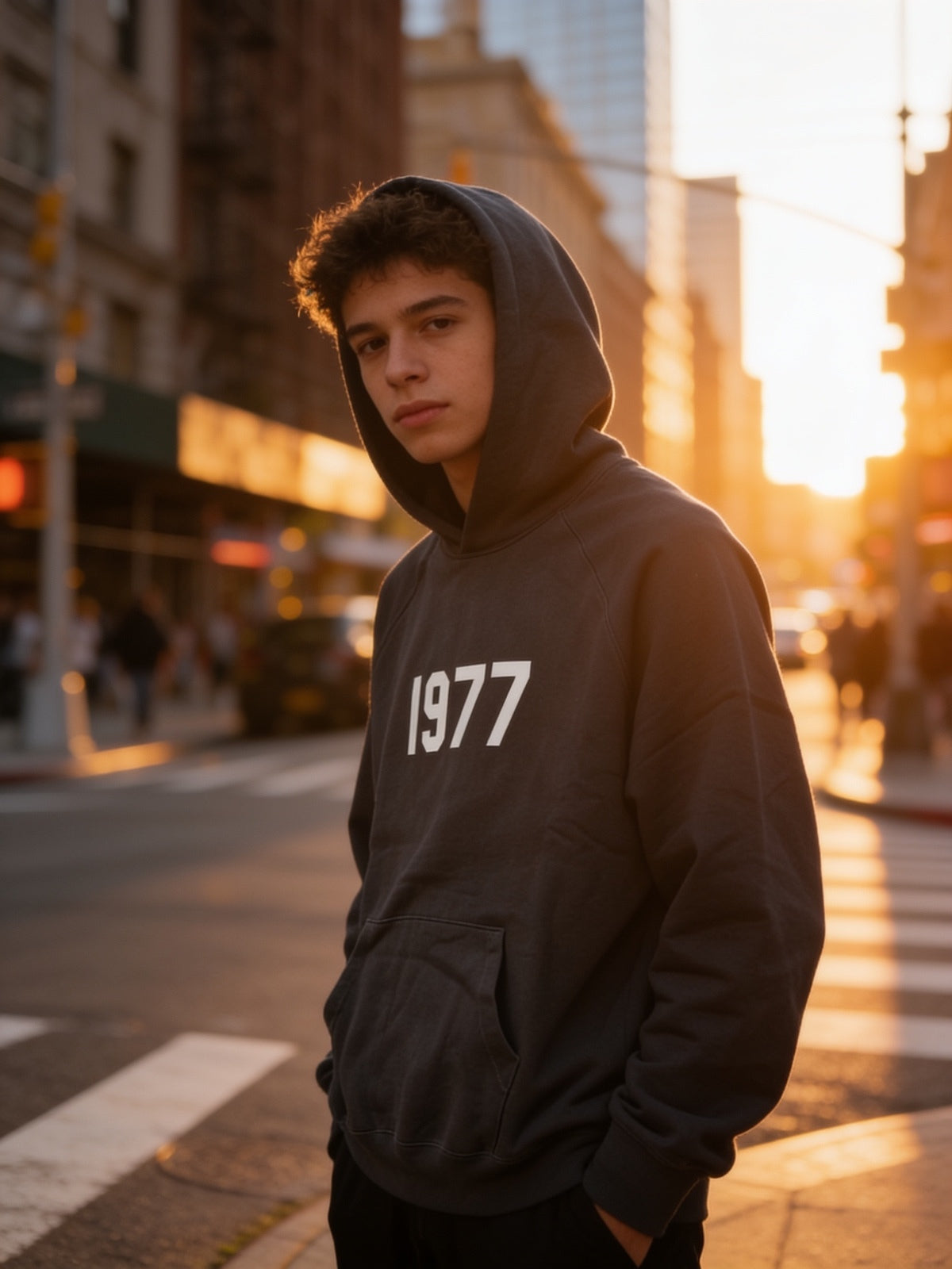 Essentials Fear of God Men's Pullover Hoodie with 1977 Print, Black, New with Tags