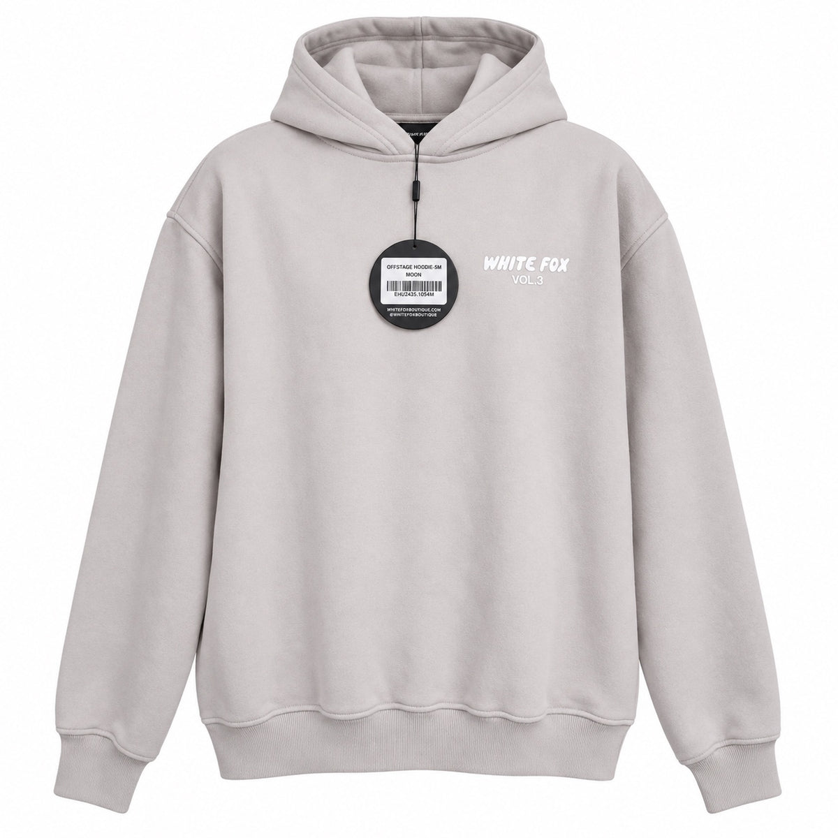 White Fox Vol.3 Hoodie in Charcoal Grey and Light Grey - Unisex Casual Pullover Sweatshirt