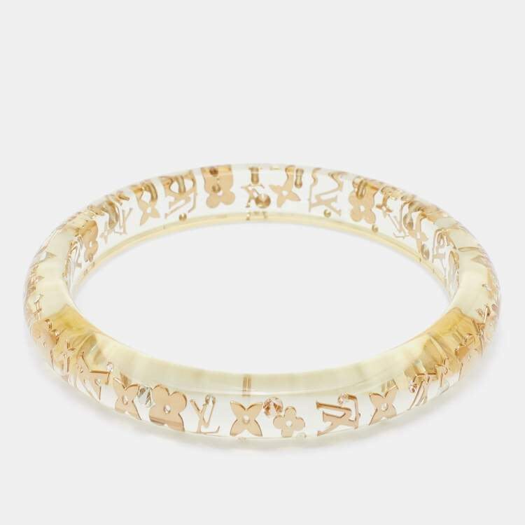 Louis Vuitton Clear Resin Gold Tone Monogram Inclusion Bangle Bracelet