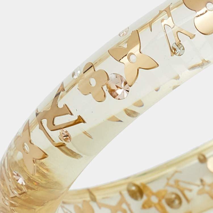 Louis Vuitton Clear Resin Gold Tone Monogram Inclusion Bangle Bracelet