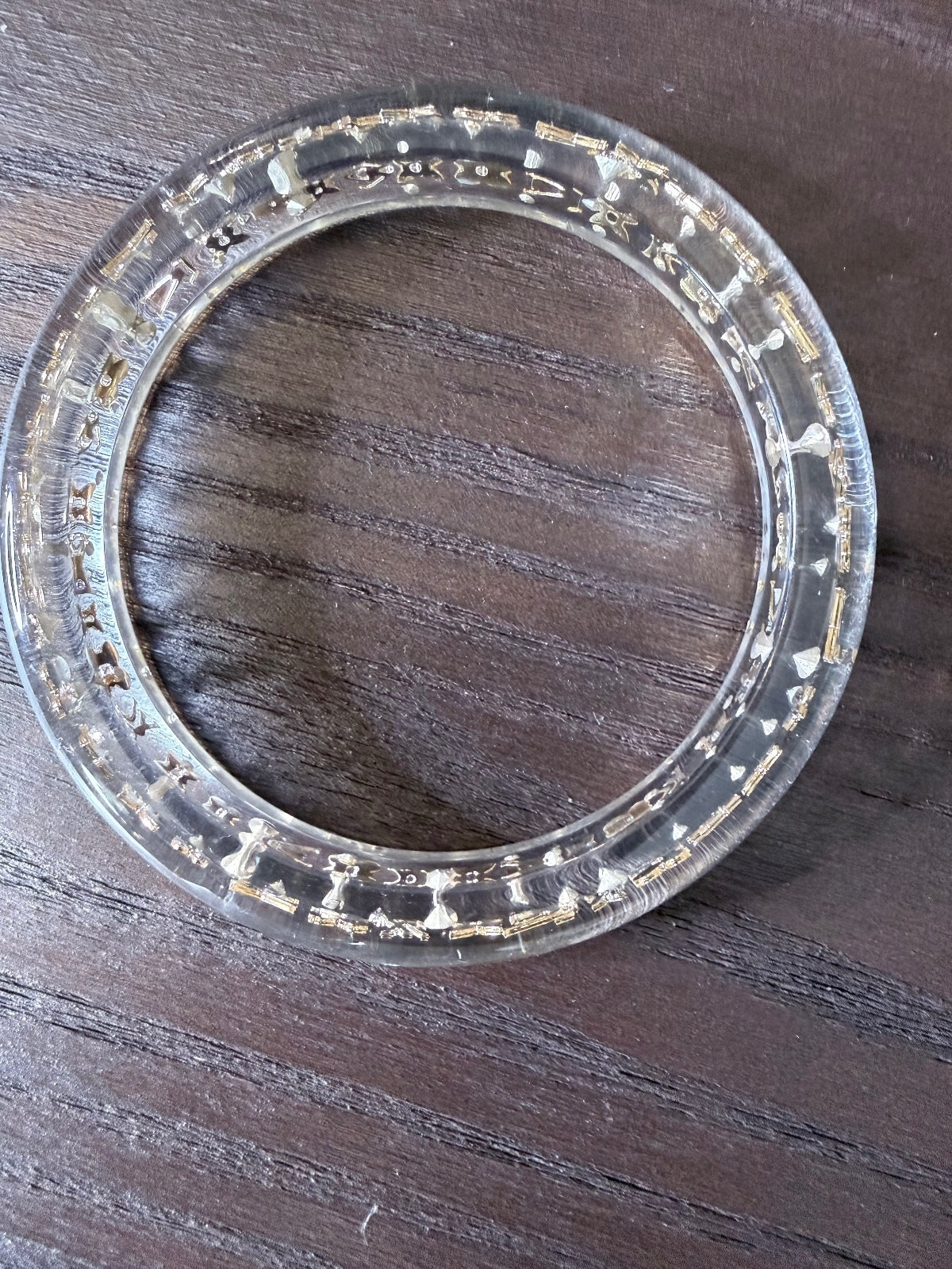 Louis Vuitton Clear Resin Gold Tone Monogram Inclusion Bangle Bracelet